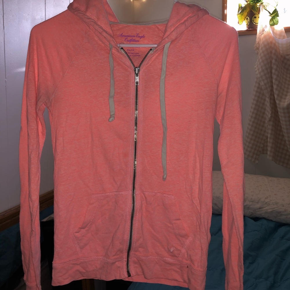 American Eagle zip up neon hoodie XS